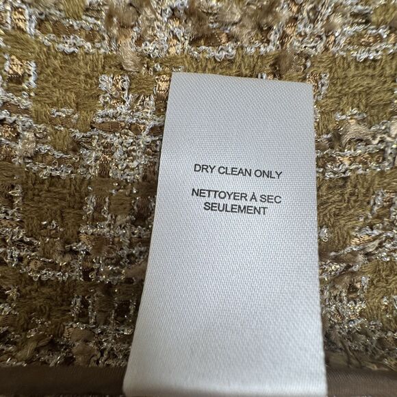 Elie Tahari Womens Long Tweed Jacket M Metallic Gold Crest Old Money Uptown Chic - Picture 14 of 16